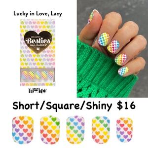 Red Aspen Besties Nail Dashes - Colorful Heart Design